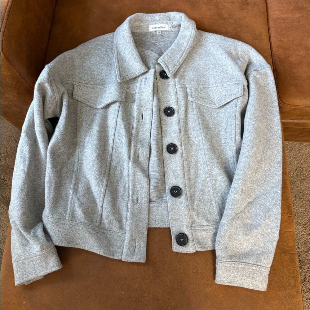 Calvin Klein gray cropped jacket